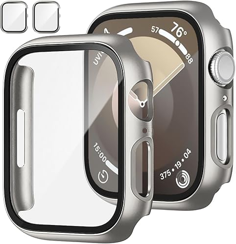 Miniatura 22 de Paquete de 2 fundas con protector de pantalla de vidrio templado para Apple Watch Series 3/2/1 de 38mm, JZK protector delgado con cobertura