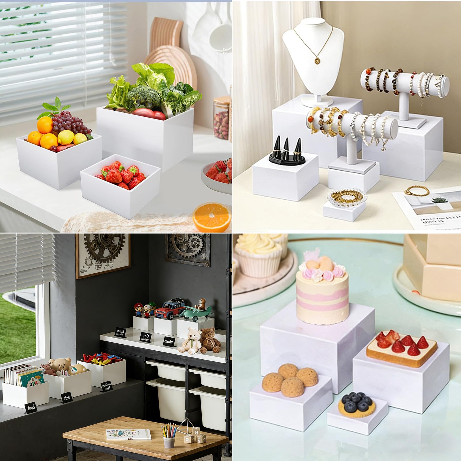 Lot de 6 Presentoir Aperitif Buffet Cube, Boîte de Présentation en Acrylique, 3-8in Presentoir Gateau avec Mini-étiquettes, Supports Buffet Mariage pour Traiteur, Dessert, Bijoux