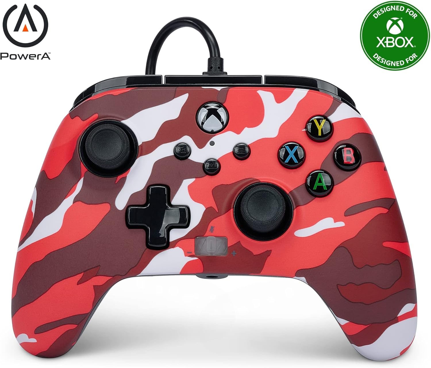 PowerA Enhanced Wired Controller for Xbox Series X|S - Red Camo, gamepad, wired video game controller, gaming controller, works with Xbox One (Renewed)