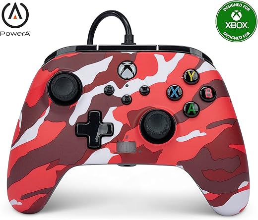 PowerA Enhanced Wired Gaming Controller for Xbox Series X/S or Xbox One and works with Windows 10/11, Red Camo (Officially Licensed)