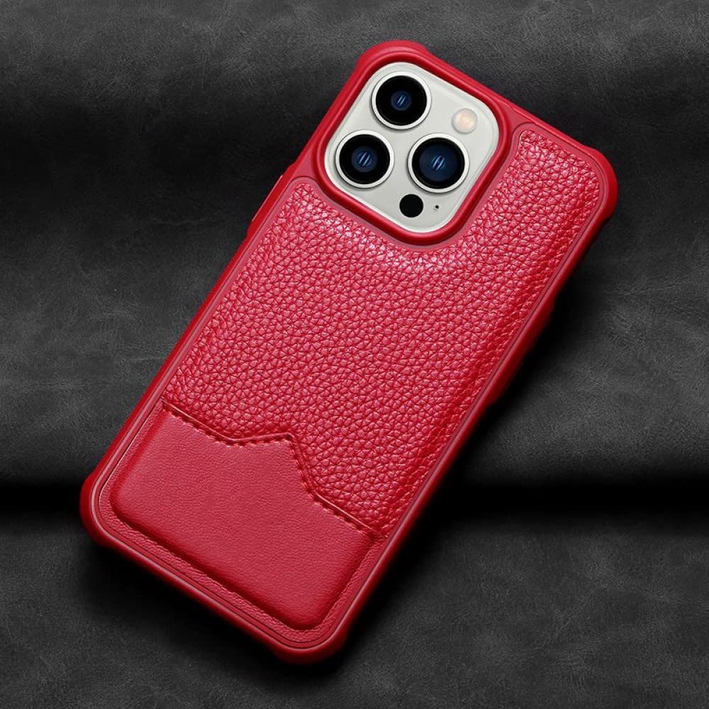 Étui en cuir anti-rayures pour iPhone 12 Pro Max rouge protégeant l'écran - 8