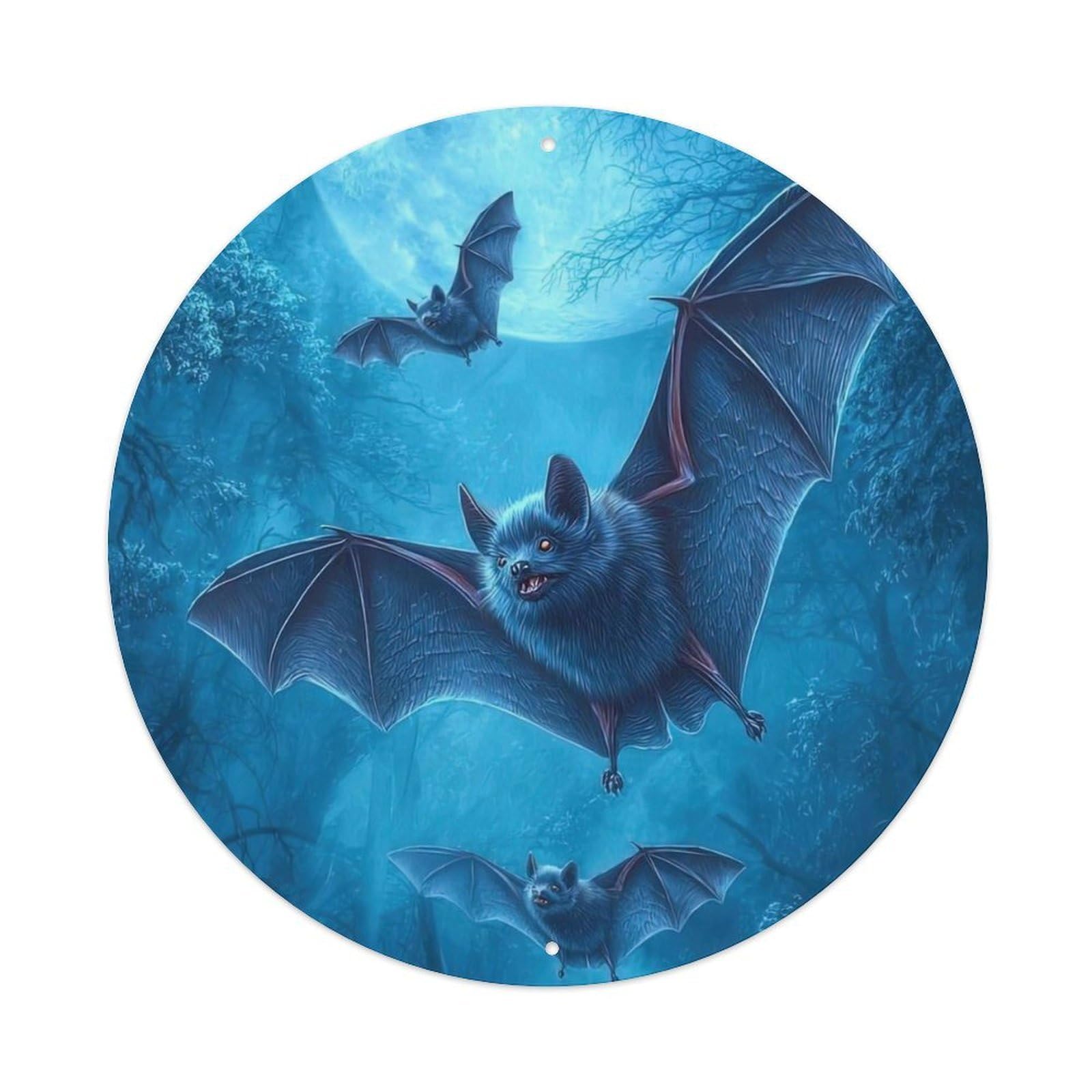 Animal Vampire Bat Fantasy Gothic Night Moon Forest Vintage Metal Tin Sign Plaque Wall Decor for Cafe, Club Bar, Office, Garden Metal Poster 8x8Inch