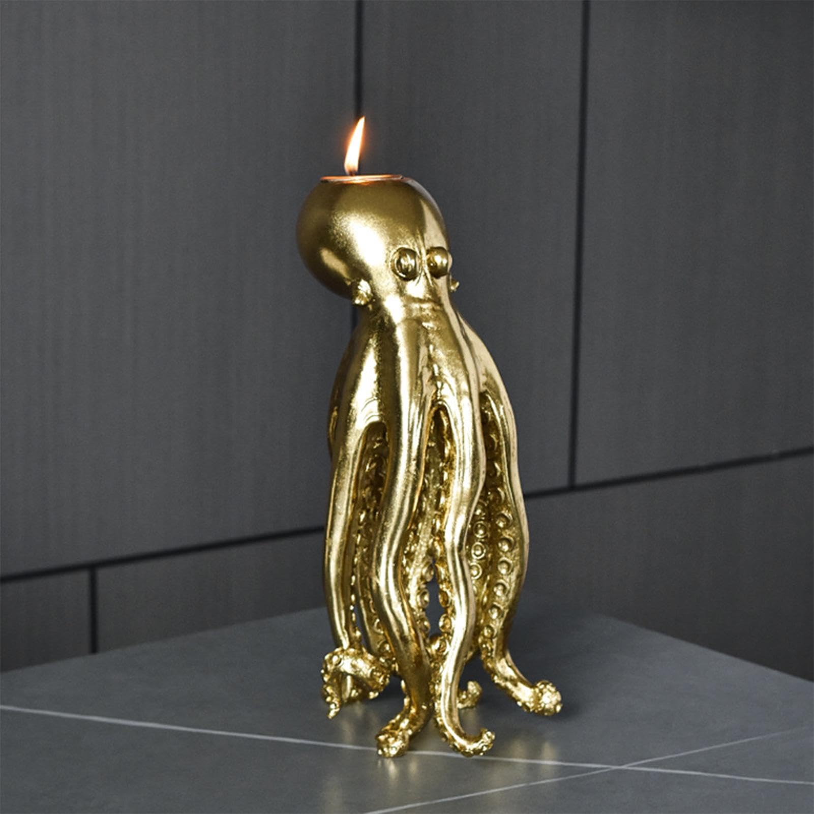 Bougeoir Poulpe,Bougeoir Poulpe | Porte-Bougie à thé Octopus en résine,Bougeoir, décoration de Centre de Table, Sculpture décorative pour la Cuisine de la Maison, cheminée
