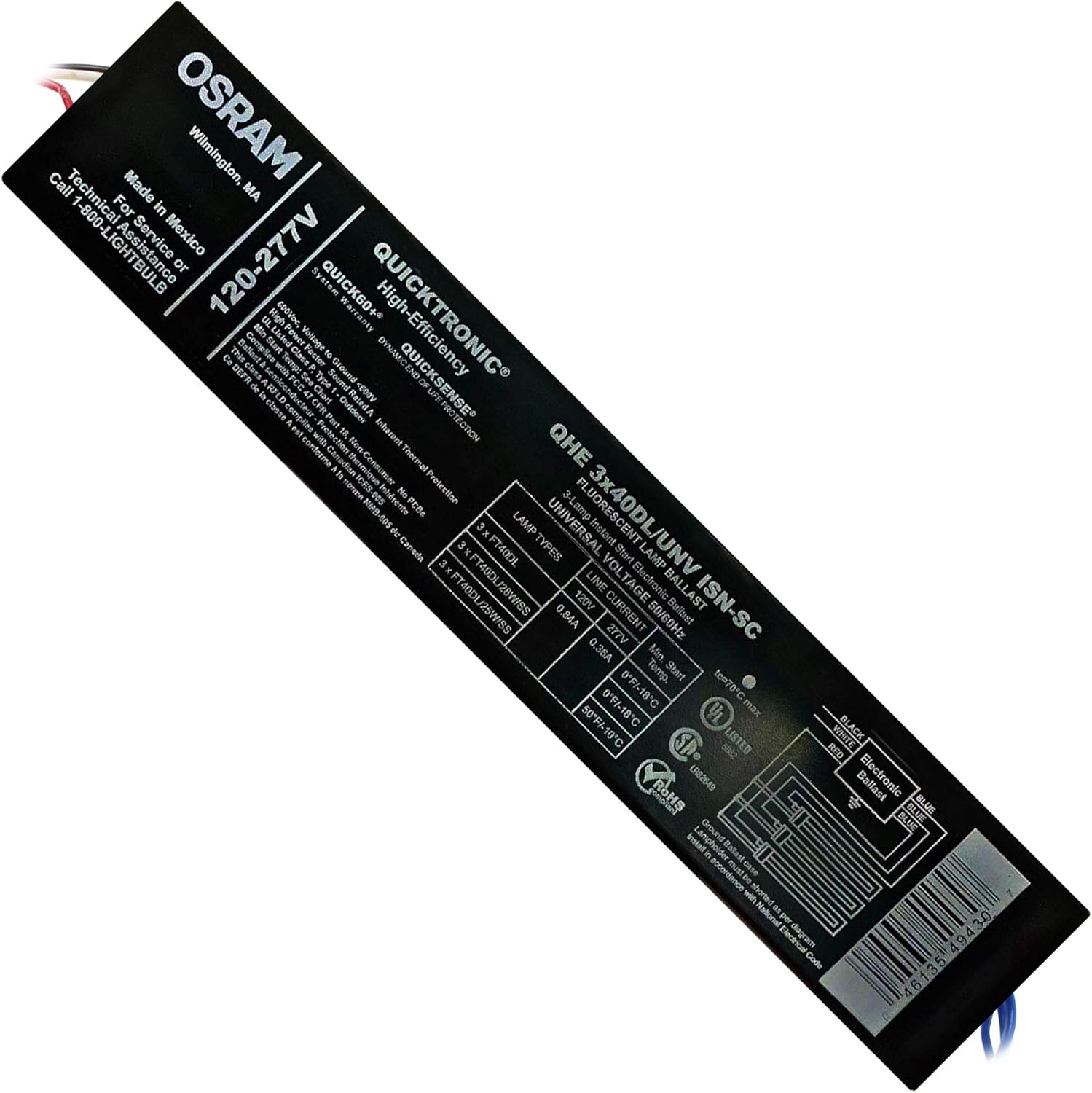 Sylvania 49430 - QHE3X40DL/UNV ISN-SC Compact Fluorescent Ballast
