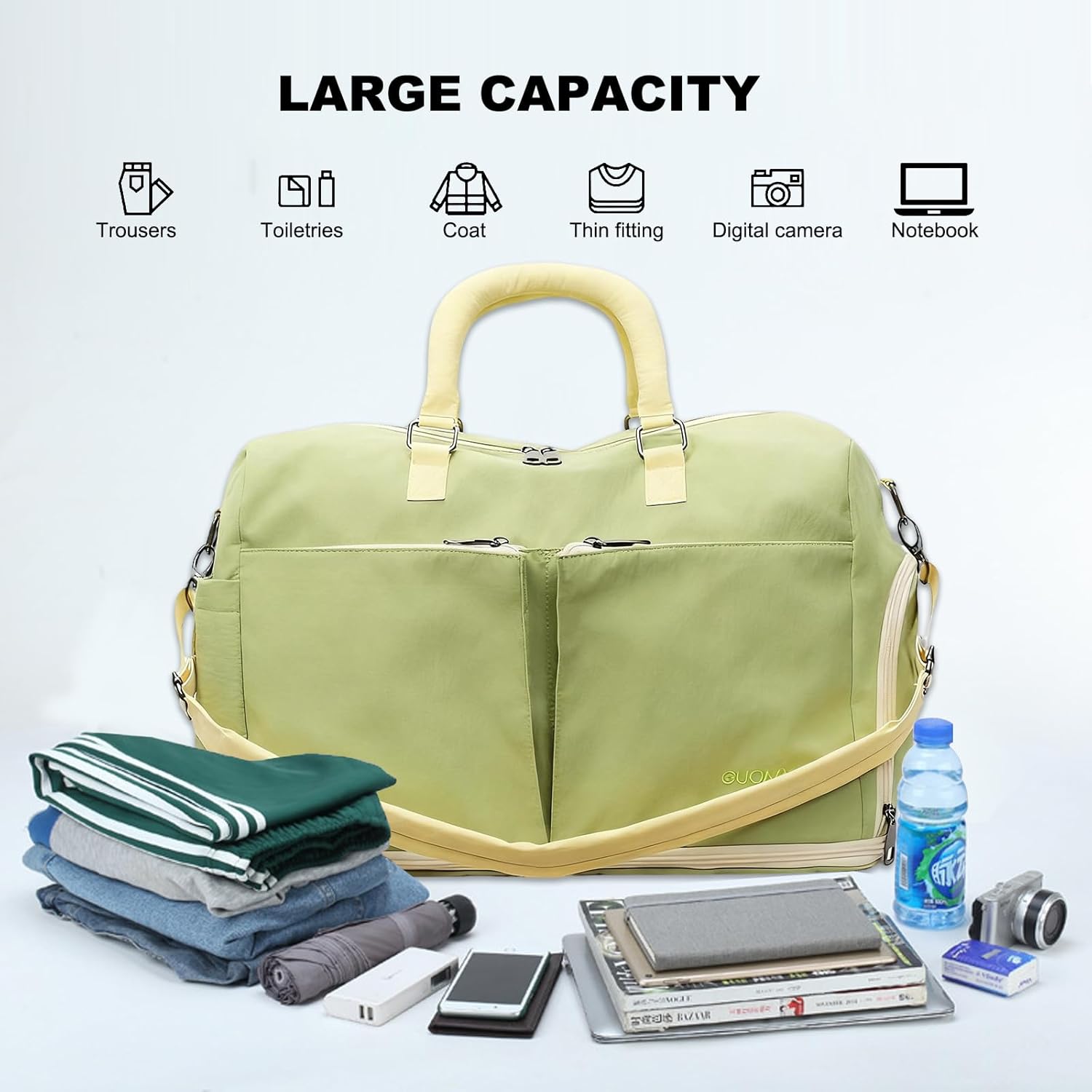 Duffle Bag Gym Bag for Men and Women, Expandable Travel Duffel Bag with Shoe and Wet Compartment，Waterproof Bags for Sports Fitness Workout Travel (Black)