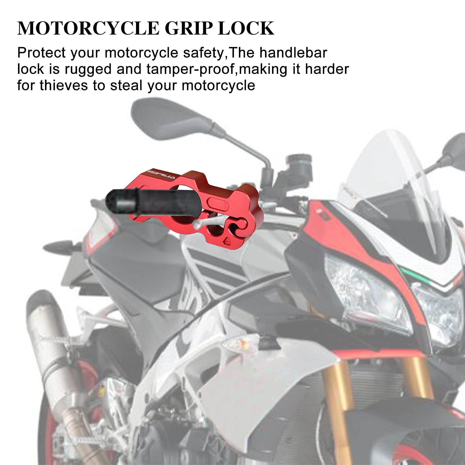 AUFER Verrou universel robuste pour guidon de moto, verrou d'accélérateur, levier de frein, compatible avec la plupart des motos, vélos, scooters, cyclomoteurs, VTT (rouge)