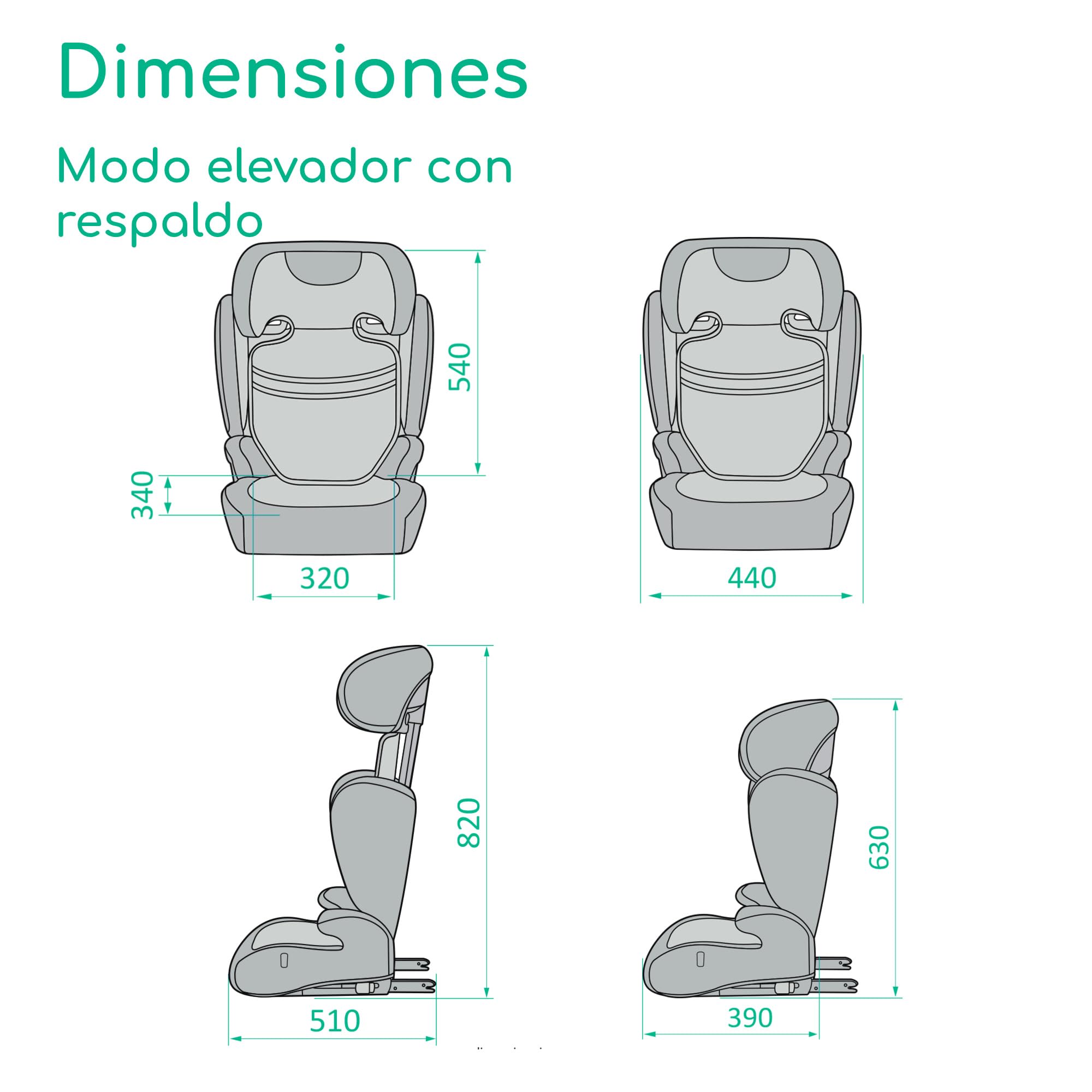 Bebeconfort Ride 2-in-1 i-Size Asiento Elevador con respaldo para coche, 100–150 cm, 3,5–12 años, silla coche ISOFIX, respaldo desmontable, 3,7 kg, 11 posiciones reposacabezas, portavasos, Full Black