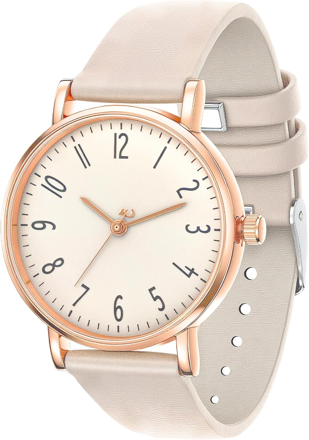 Women’s Waterproof Gold Analog Watch – Leather Strap,3 Hand,Small Watch with White Dial, Fashion Quartz Wristwatch for Women.