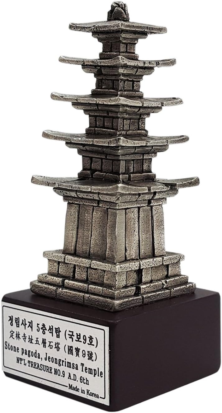 BKP Five-Story Stone Pagoda of Jeongnimsa Temple Miniature Korea Collectible Pewter Building