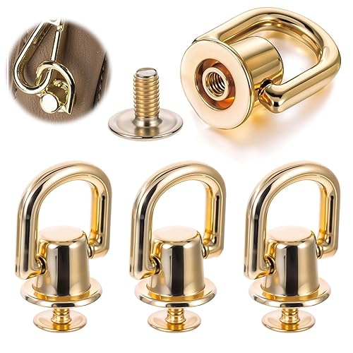 Qianyu 4 PCS D Rings for Purse Stud Screw Ball