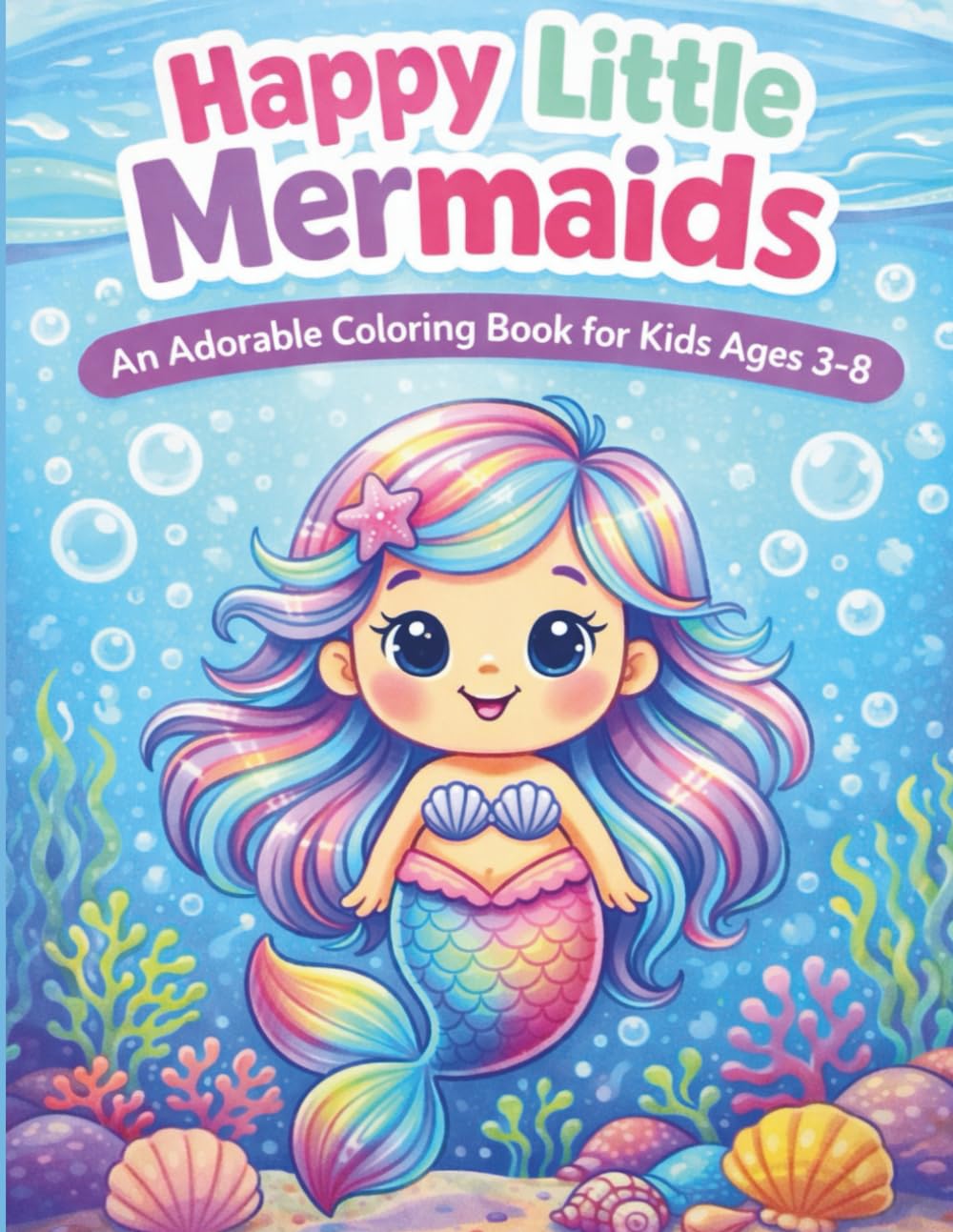 Happy Little Mermaids: An Adorable Coloring Book for Kids Ages 3–8 (Happy Little Coloring Book Series)