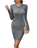 Womens Long Sleeve Sweater Dress Sexy Cut Out Bodycon Mini Fall Dress Trendy Ribbed Ladies Winter Sweater