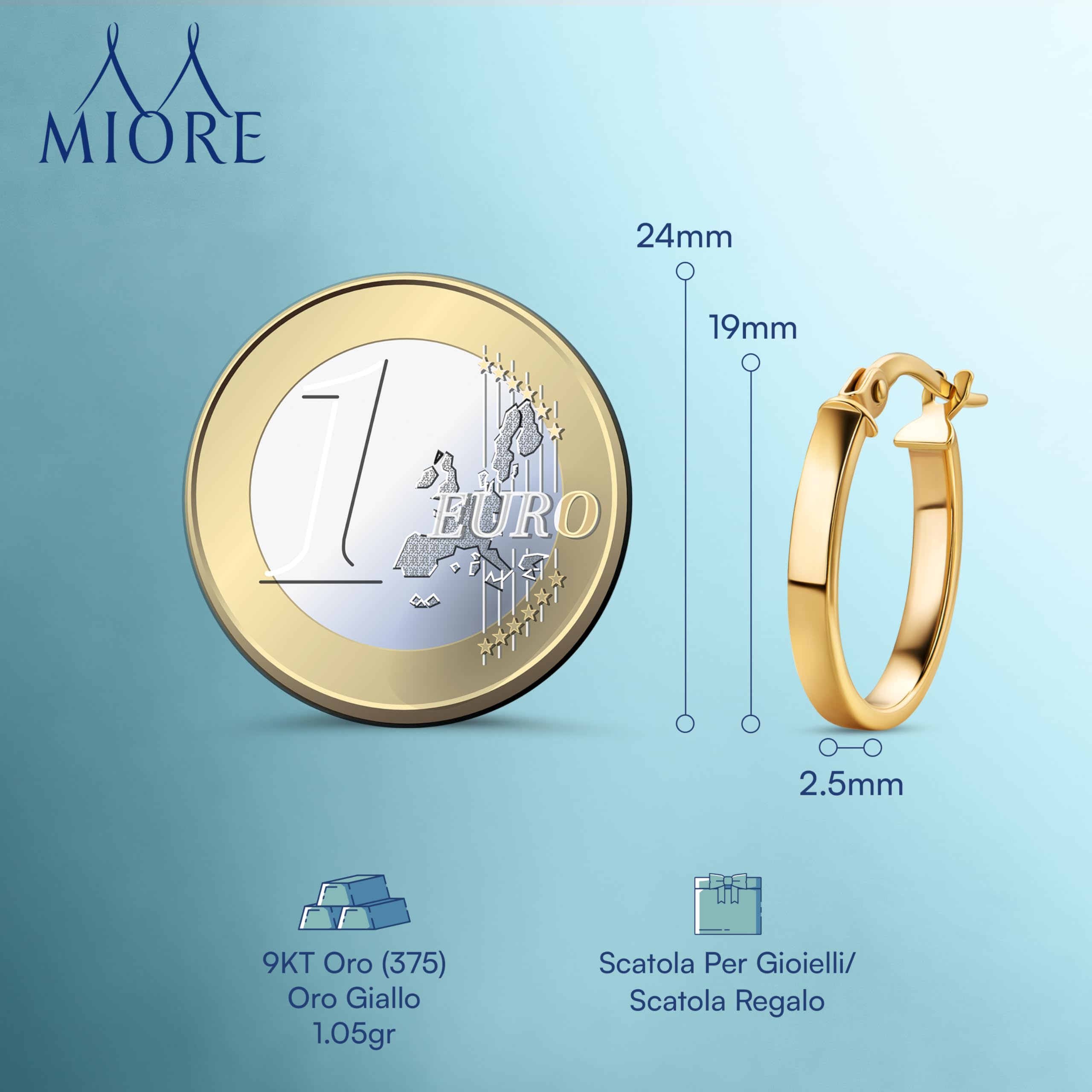 Miore Orecchini Donna Cerchio Oro Giallo 9 Kt / 375