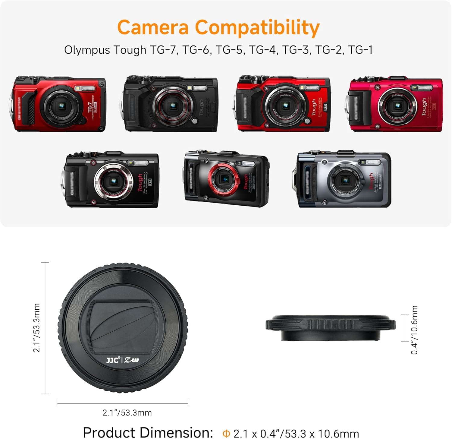 JJC - Copriobiettivo per fotocamera Olympus Tough TG-7, TG-6, TG-5, TG-4, TG-3, TG-2 and TG-1F, ricambio per Olympus LB-T01
