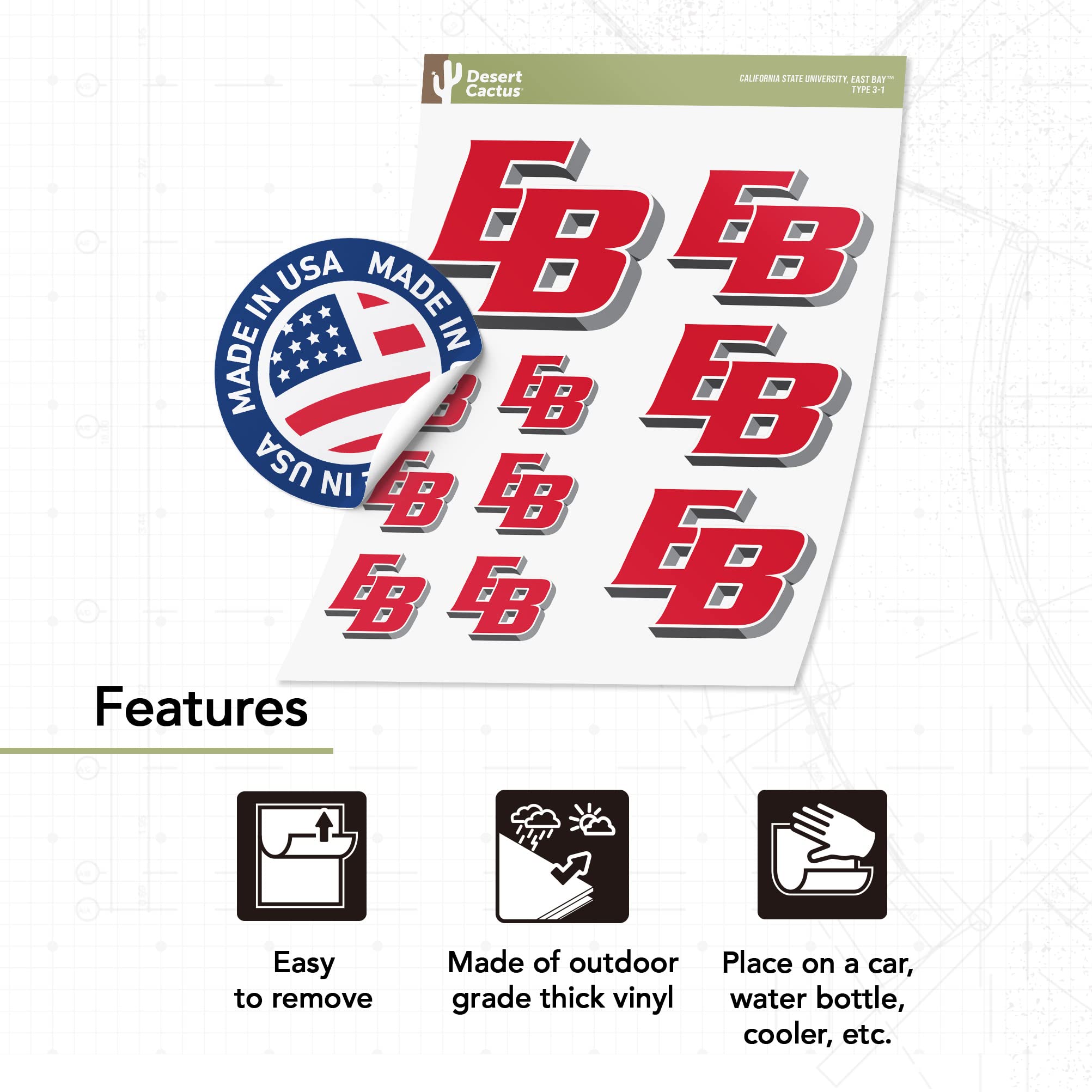California State University East Bay (CSUEB) Pioneers NCAA Sticker Sheet - Vinyl Decals For Laptop, Car, Water Bottle - View #8