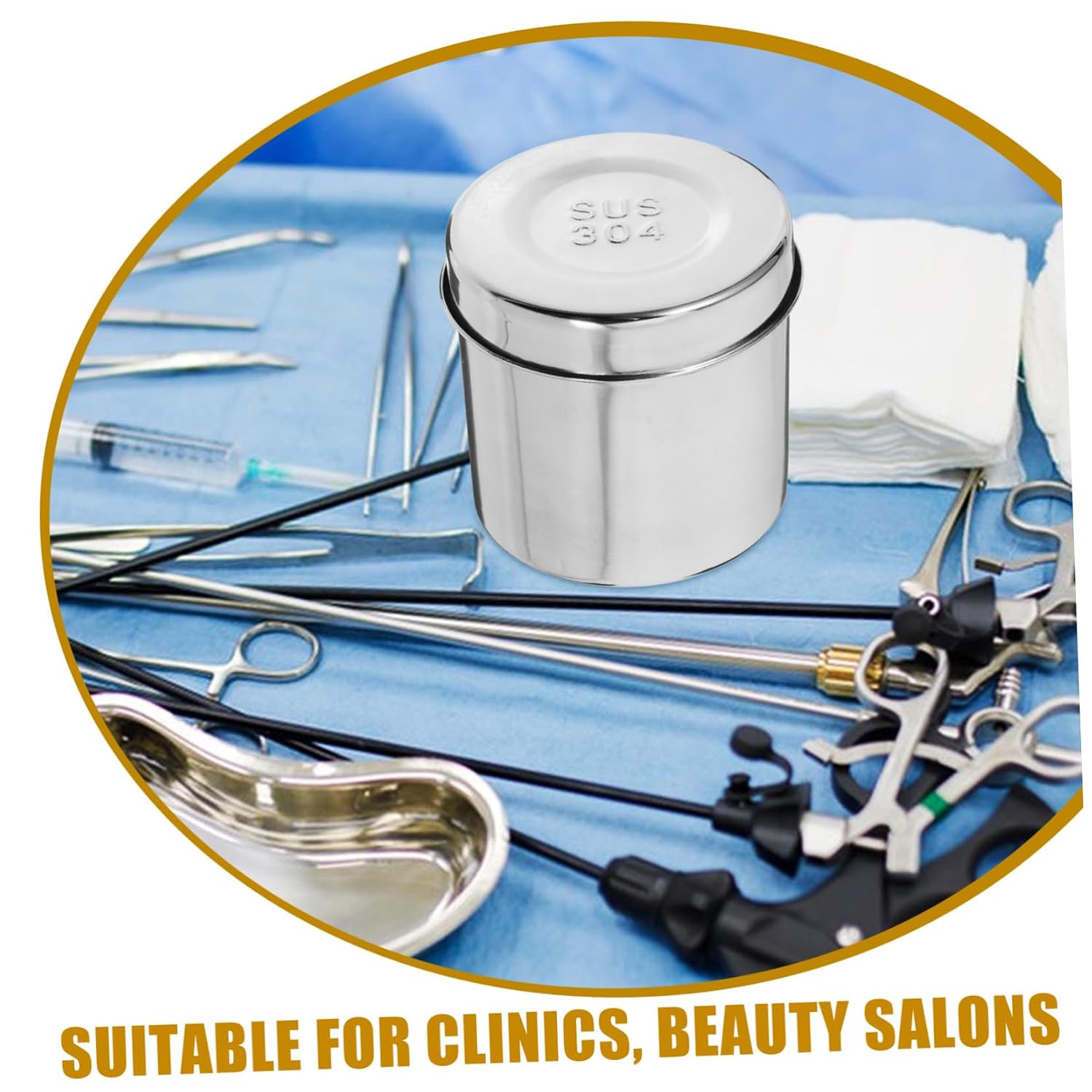 304 Stainless Steel Dressing Storage Jar Lid Ointment Container for Gauze and Cotton Balls Waterproof and Sterilizable Supply