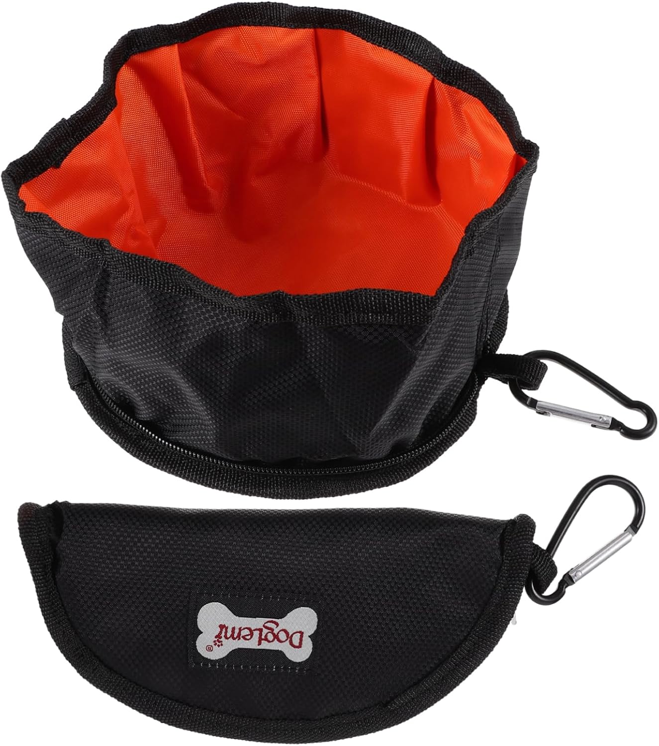 3sets Dog Camping Travel Bowl Fabric Pet Feeder Water Bowl Portable Zipper Closure Hook Attachment for Outdoor Use 2pcs*3