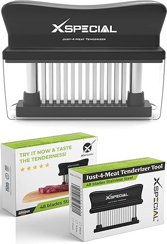XSpecial - Herramienta para ablandar carne con 48 cuchillas de acero inoxidable  Fácil de usar y limpiar convierte las carnes duras y correosas en