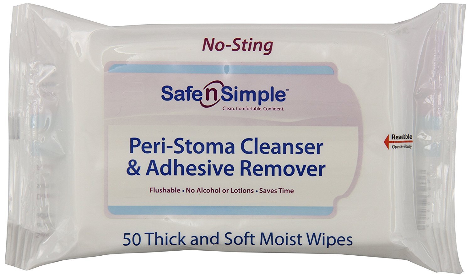 Safe n' Simple Peri-Stoma and Adhesive Remover Wipe, 50 Count (4 Pack)