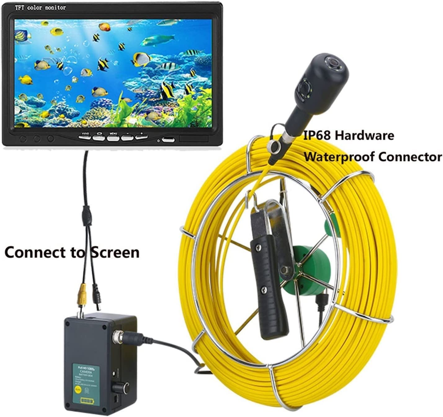 Telecamere di ispezione Telecamera di ispezione Endoscopio DVR da 7 Pollici 30M HD Doppia Lente Scarico Fognatura Conduttura Endoscopio Industriale