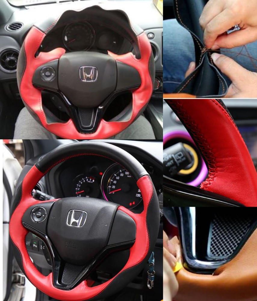 Amazon Gold Jack ホンダ ヴェゼル 専用 ステアリングカバー ハンドルカバー スポーツハンドルカバー ベゼル ハンドル ステアリング カバー パーツ Honda Vezel ブラック X レッド ハンドルカバー 車 バイク