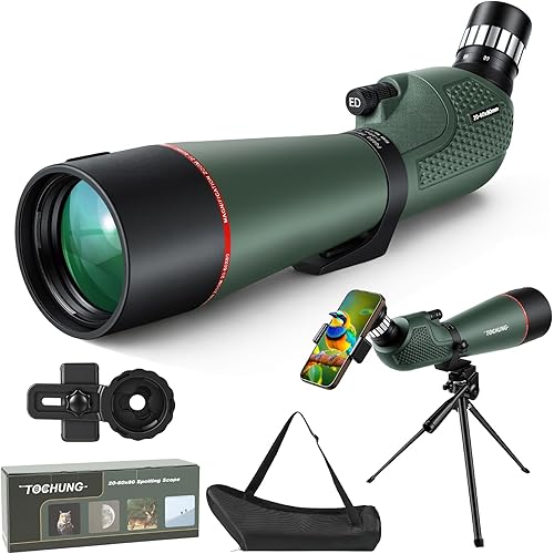 20-60x80 HD Spotting Scope | Waterproof & Fogproof High-Powered Telescope for Long-Distance Birdwatching, Target Shooting, Astronomy | Included Phone Adapter & Tripod & Carry Bag