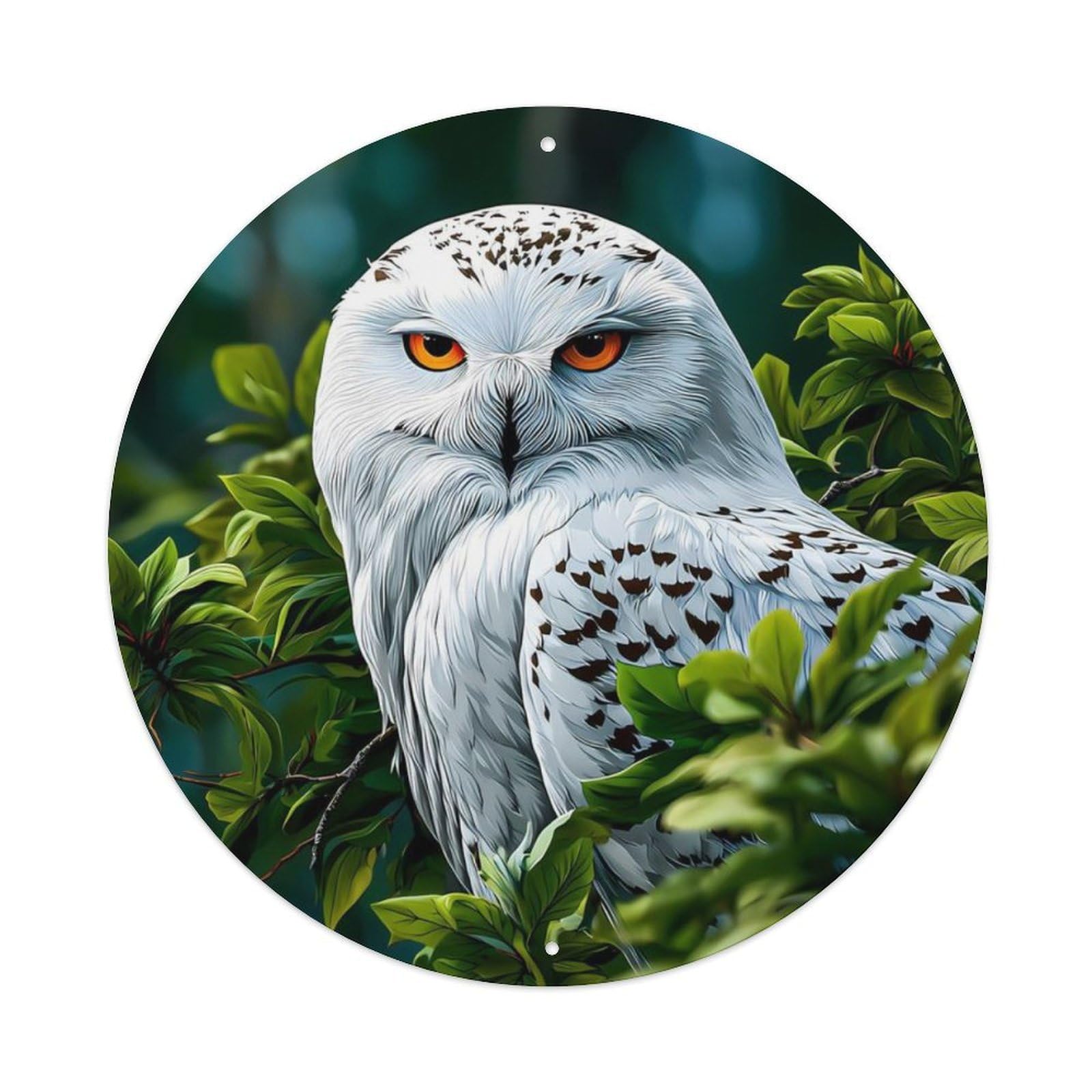 Animal Snowy Owl Realistic Woodland Bird Vintage Metal Tin Sign Plaque Wall Decor for Cafe, Club Bar, Office, Garden Metal Poster 8x8Inch