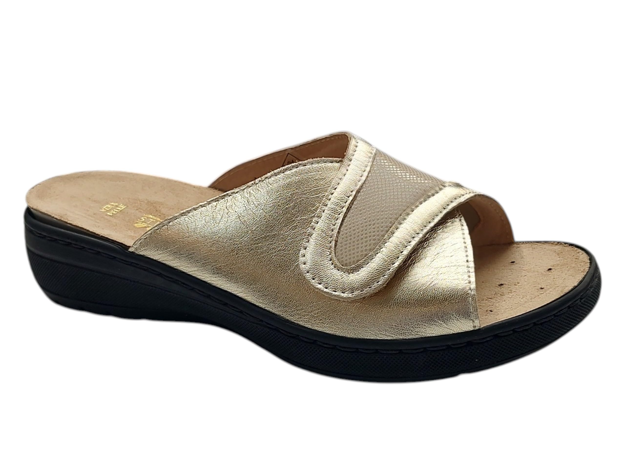 generico Stile di Vita ciabatta plantare estraibile in pelle chiusura a strappo con inserto in neoprene per alluce valgo 4672 beige