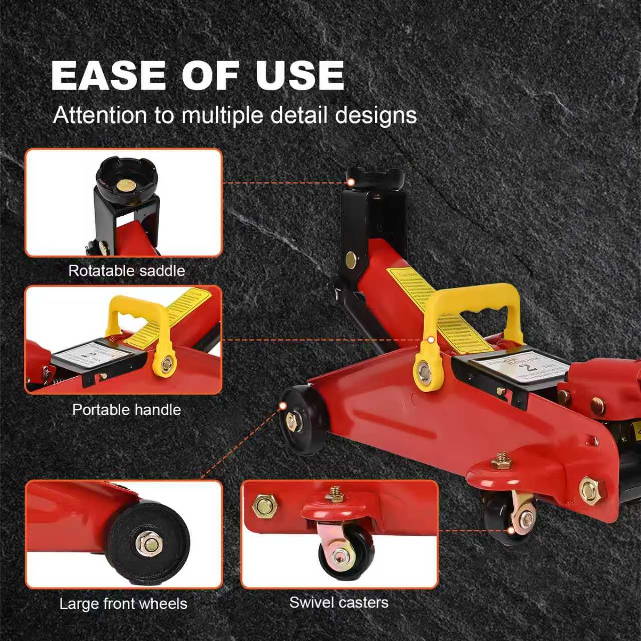 AA095 2 Ton Hydraulic Floor Jack, Low Profile Trolley Service Jack with 5.7"-13" Lifting Range, Heavy Duty Steel Car Jack for Garage & Repair, Red
