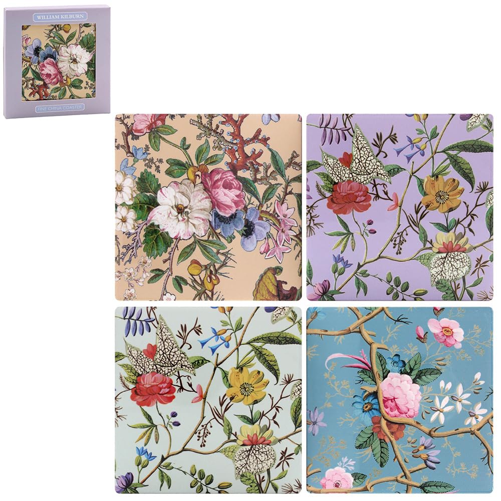 The Leonardo Collection William Kilburn Coasters Set of 4 assorted For Home & Office | Stylish Coaster For Kitchen, Dining | Ideal Drinks Coasters For Tabletop | Decorative Home Accessories for Table