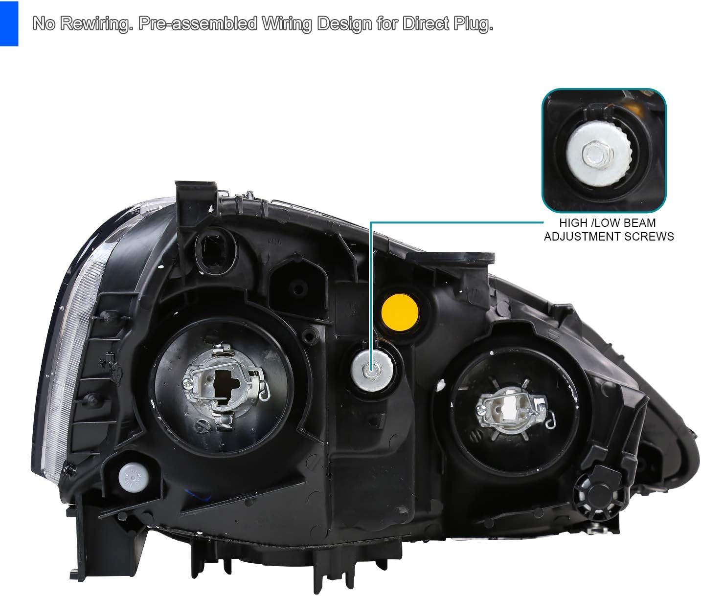 Spec-D Tuning LH-RSX02JM-RS Headlights- Black With Clear Reflector ACURA RSX 02-04