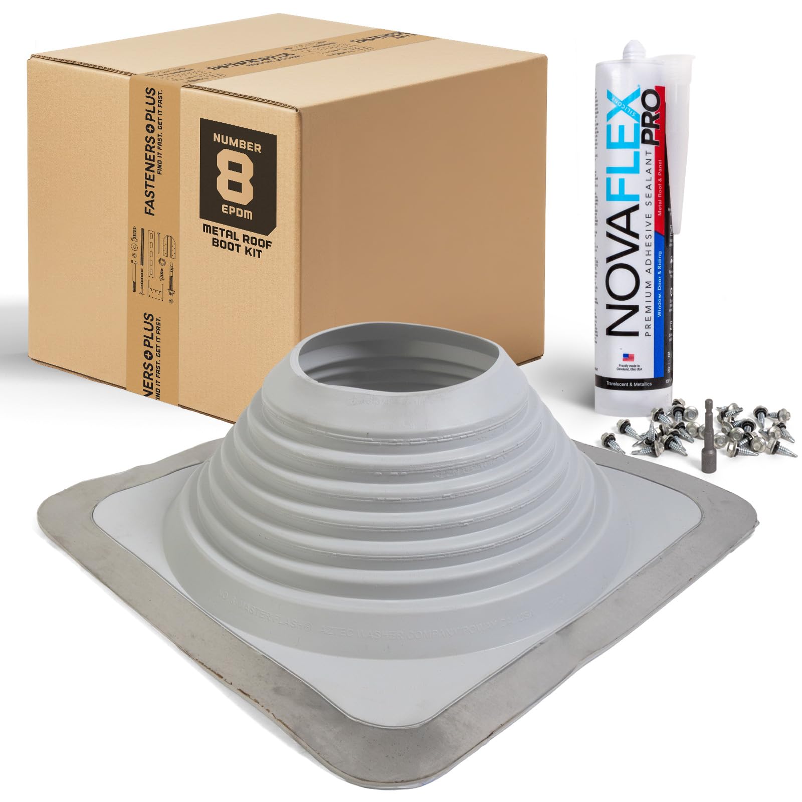 Fasteners Plus #8 Square EPDM Metal Roof Pipe Flashing Boot
