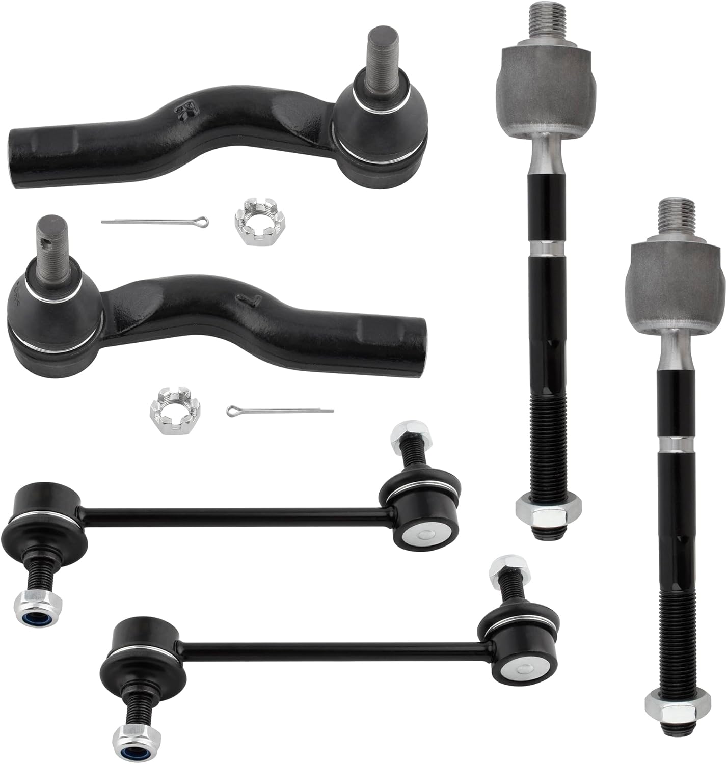 BOXI 6pcs Front Inner & Outer Tie Rods Sway Bars Fit for Ford Fusion 2010 2011 2012 (2.5L/3.0L) for Lincoln MKZ 2011 2012 (Hybrid Only) for Mercury Milan 2010 2011 | EV800774 ES800798 ES800797 K750415