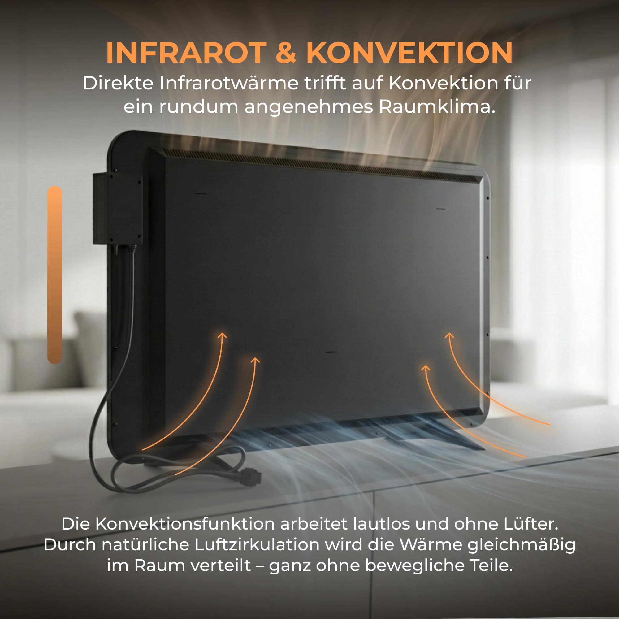 BR Bringer Hybrid Infrarotheizung 2000 Watt mit Konvektion - Smart Thermostat, WIFI & App - für Wandmontage oder als Standgerät für Räume bis 30m² - Energiesparend - Deutsche Qualitätsmarke (weiß)