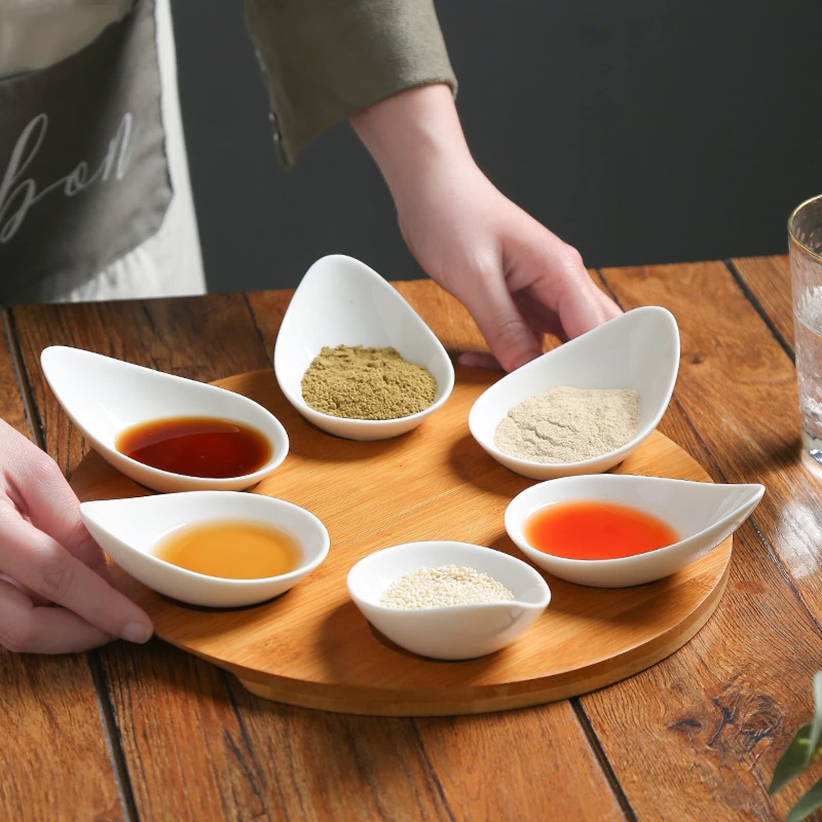 Dipschälchen Kreative Dip-Bowl-keramische Fach-Gewürz-Geschirr-Restaurant Snack-Sauce-Teller-Tauchschale-Party Geschirr Küchenutensilien Saucen Schalen (Color : Square Nine Grid)
