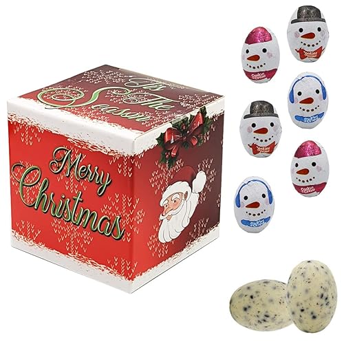Galletas de chocolate con leche de Navidad y muñecos de nieve crema, rellenos de bolsas de fiesta, láminas envueltas individualmente, lácteos kosher