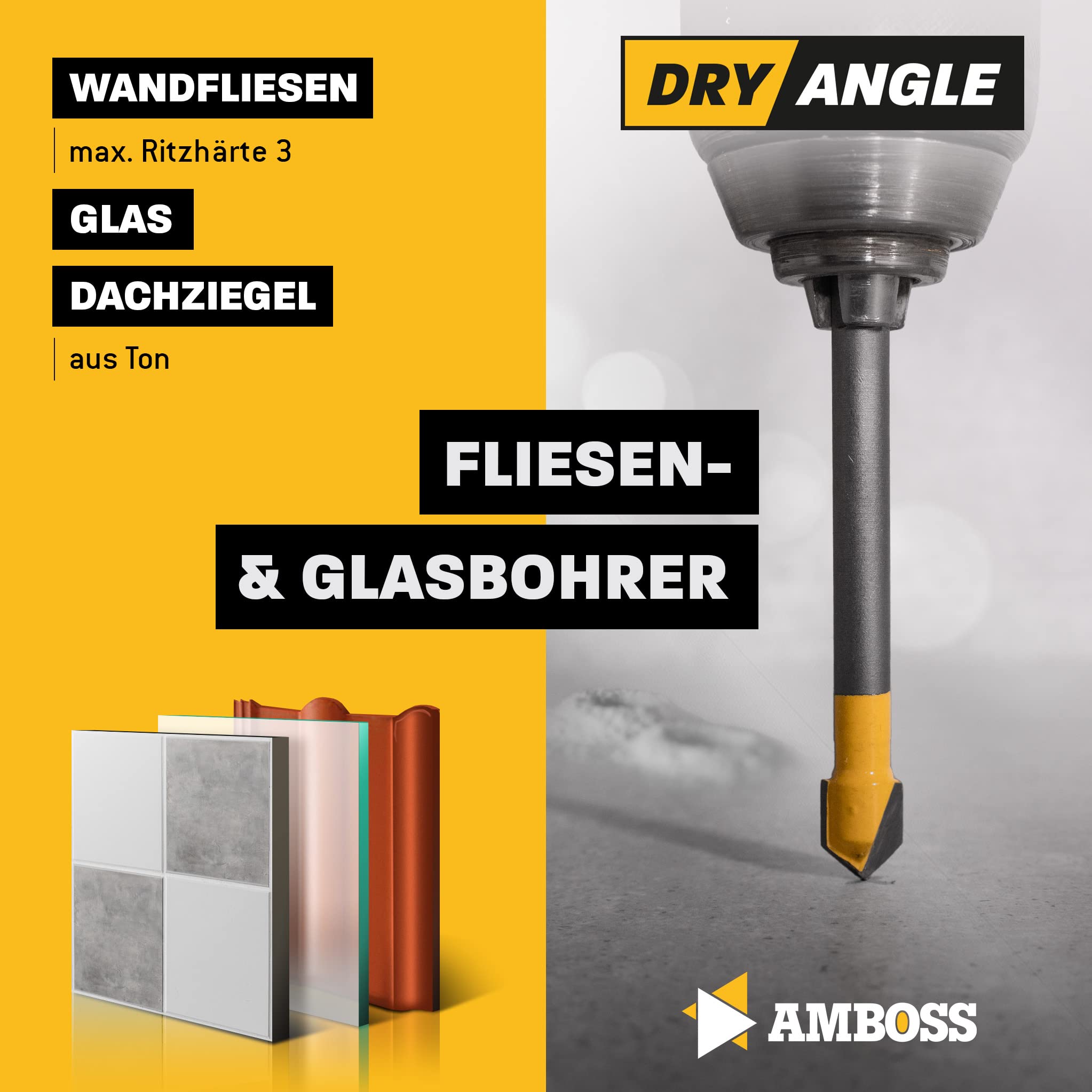 Amboss DryAngle Ø 12mm Punta per piastrelle vetro ceramica - Codolo esagonale