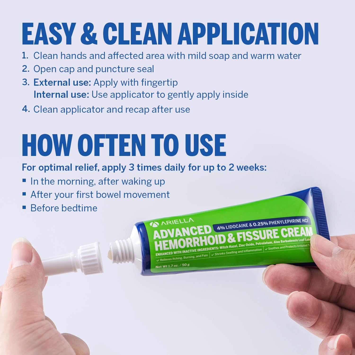Hemorrhoid Treatment Fissure Lidocaine Cream: Advanced Numbing Ointment with Phenylephrine HCI - Fast Acting Natural Strength Soothing Relief of Pain Swelling Discomfort Itching (1.7 Oz, Witch Hazel)