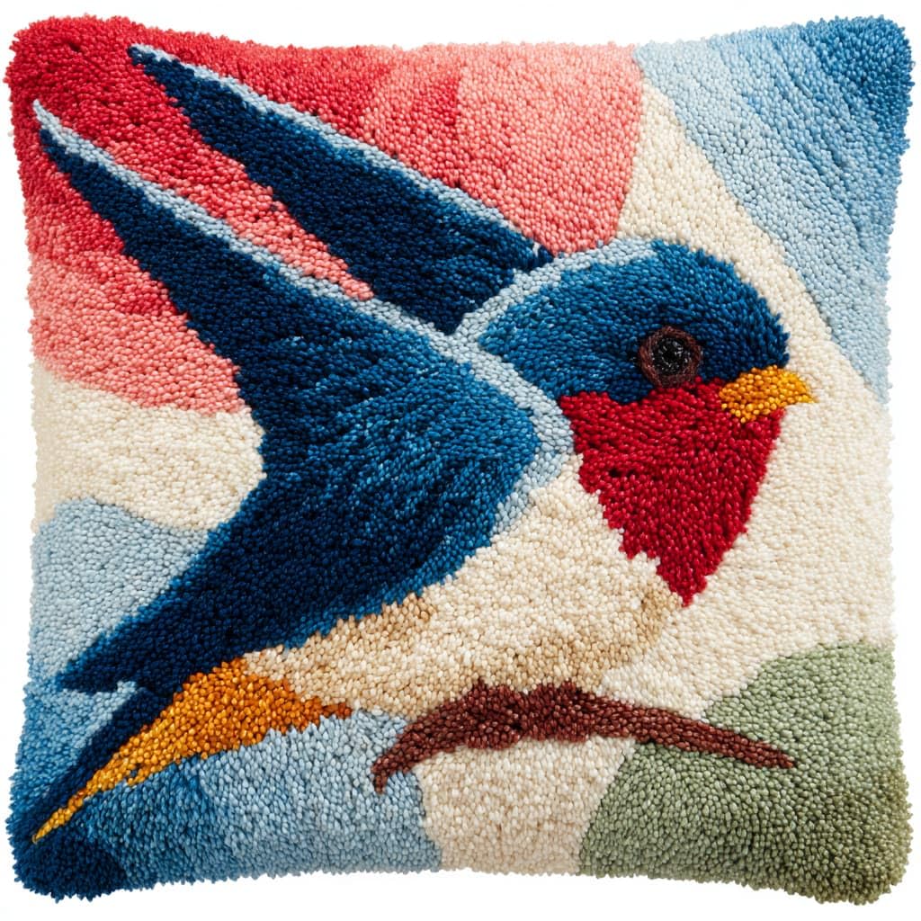 Taxpy Latch Hook Pillow Case Kits, Animals Birds Embroidery Kits DIY Pillow Cushion Cover Latch Hook Cushion Kit,17x17inch