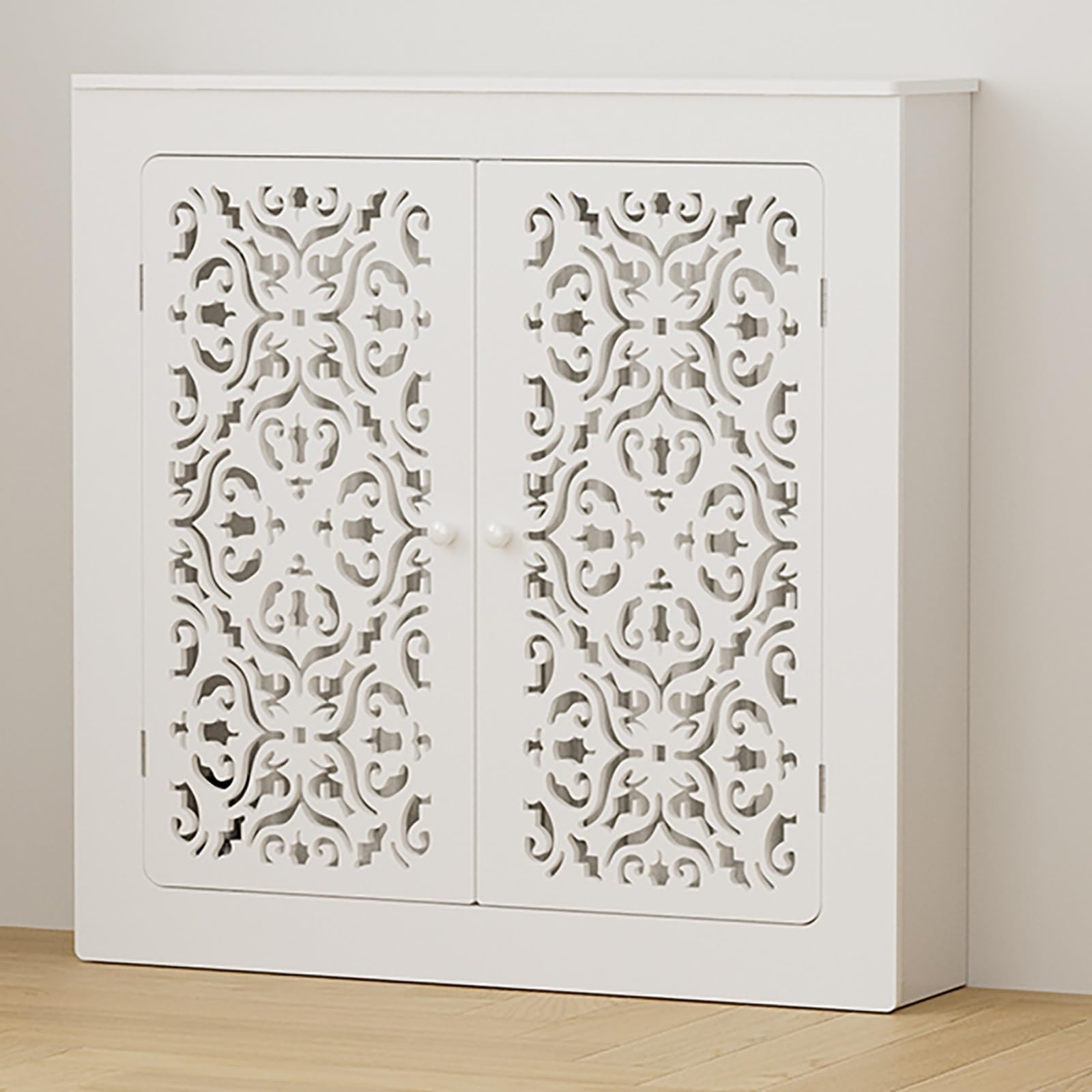 Radiatorbekleding Hout, Wit, Moderne Verwarming Home Meubels Kabinet Plank Moderne, Afdekking Voor Radiator, Radiatorafdekking, Voor Slaapkamer, Woonkamer(70 * 80 * 20cm/27 * 31 * 8in