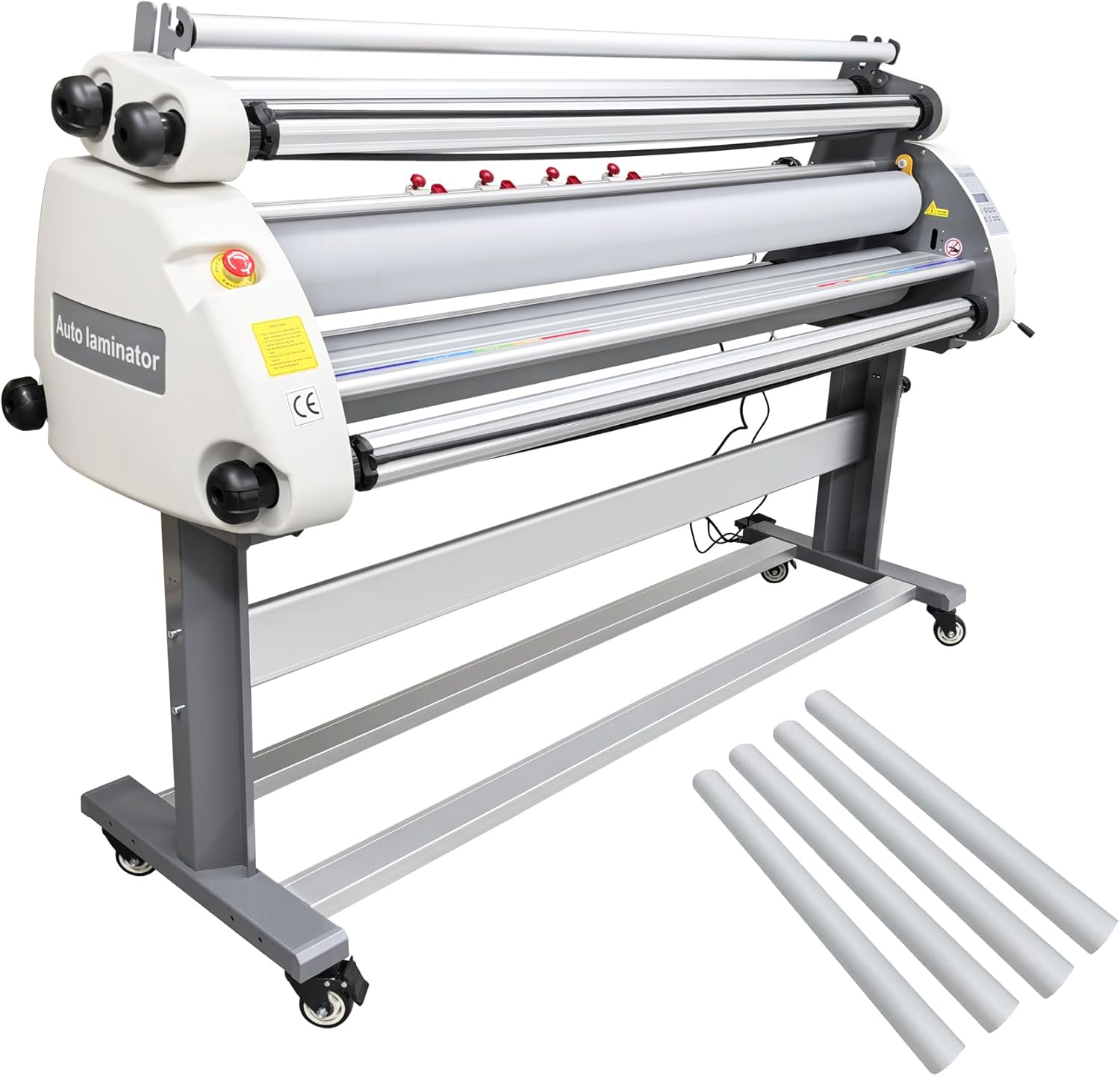TECHTONGDA 63" Full-auto Wide Format Cold Laminator 110V Pneumatic Low Temperature Laminating Machine, Large Format Cold Laminating Machine with Foot Switch + 4 Rolls Film