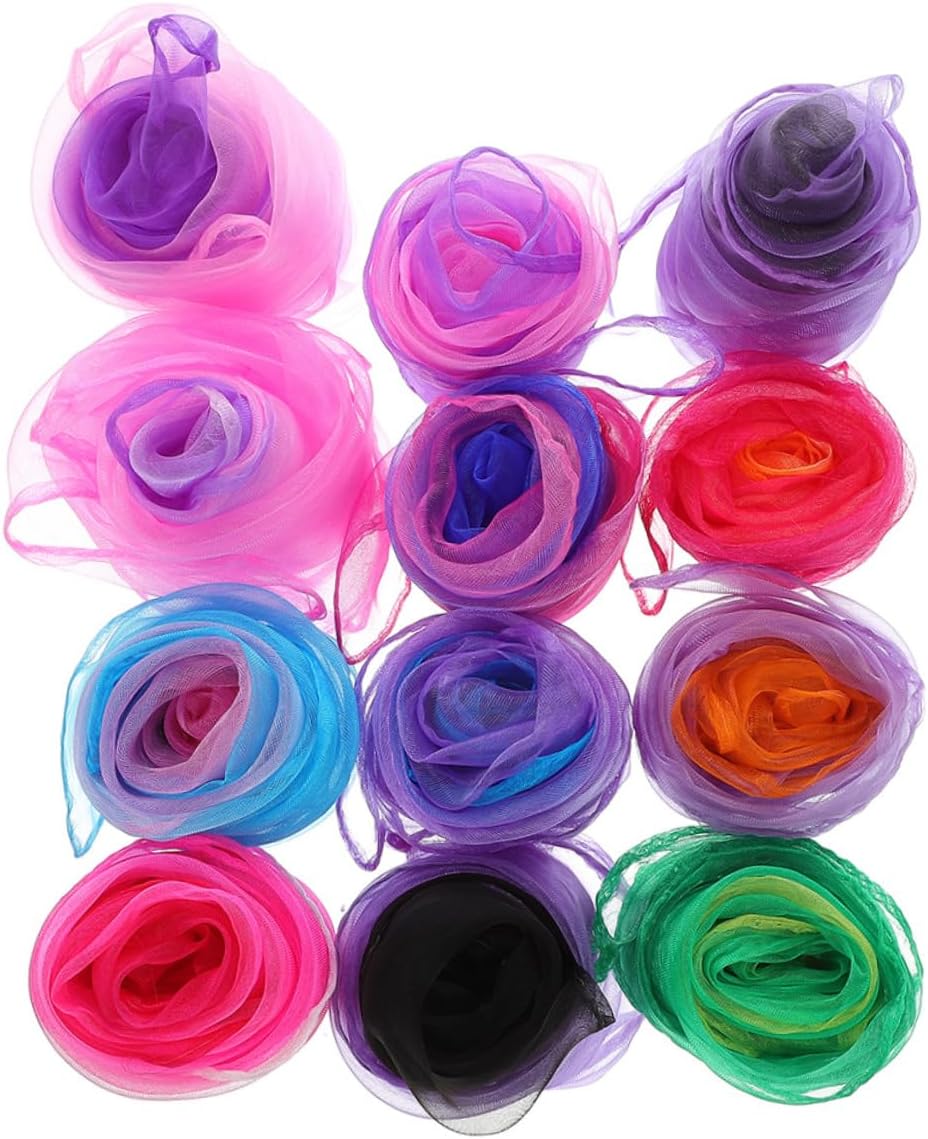 12pcs Dance Accessories Boys and Girls Scarves Decorative Juggling Scarves Square Dance Stage Performance Props Random Color