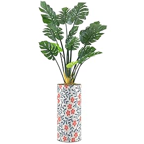 SIGNWIN Monstera Tree with Red Flower & Blue...