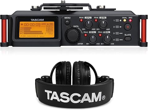 TASCAM DR-70 D مسجل الصوت المحمولة + سماعات الاستوديو حزمة