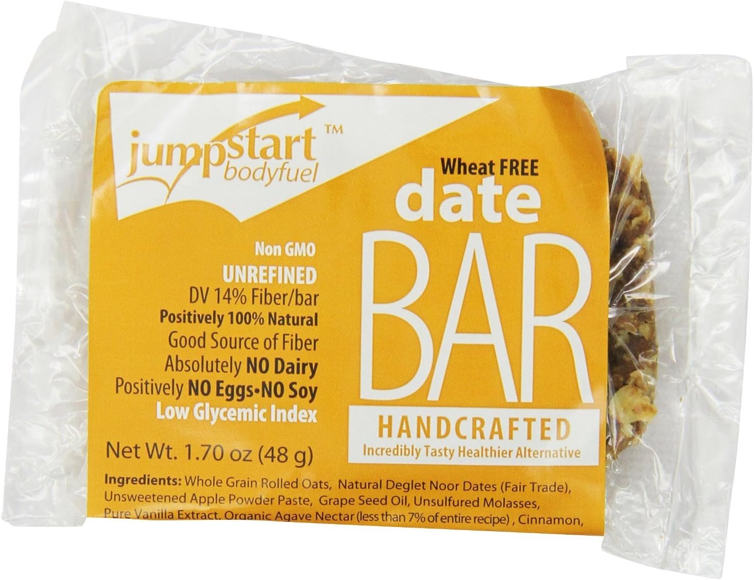 Jumpstart Bodyfuel All Natural Gluten Free Vitality Protein Bars, Dates, 2.15 Ounces (Pack of 12)