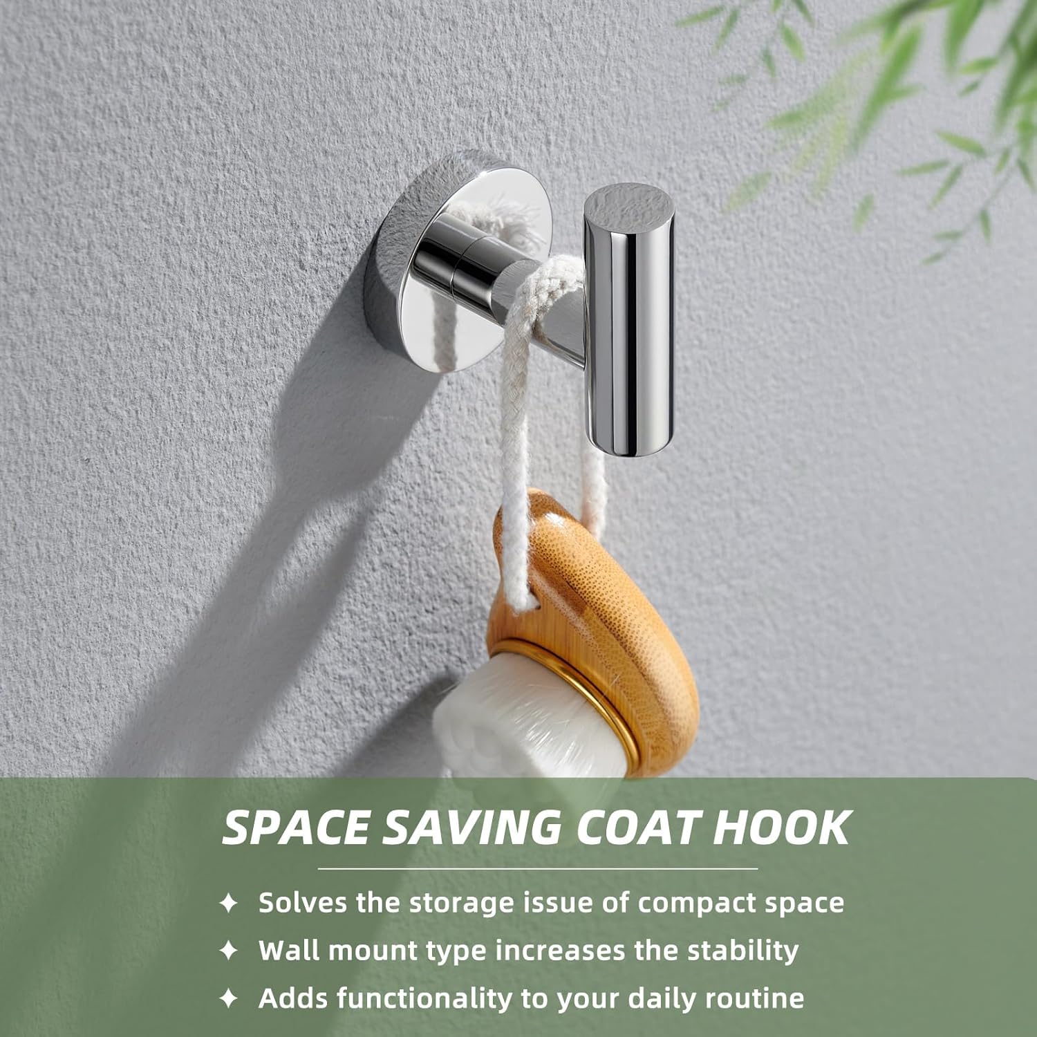 APLusee Bundle of Bath Robe Hook, Towel Ring and Paper Holder, Polished Chrome Stainless Steel Bathroom Accessories Wall Mounted