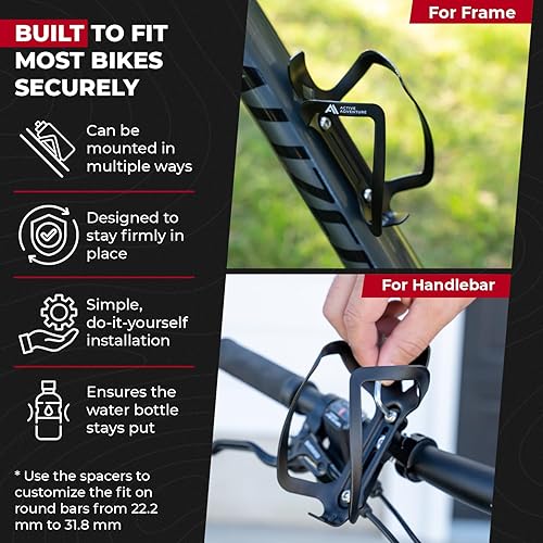 Miniatura 3 de Combo de soporte para botella de agua para bicicleta, 20 onzas y soporte para jaula de montaje para bicicleta, no necesita tornillos, aleación