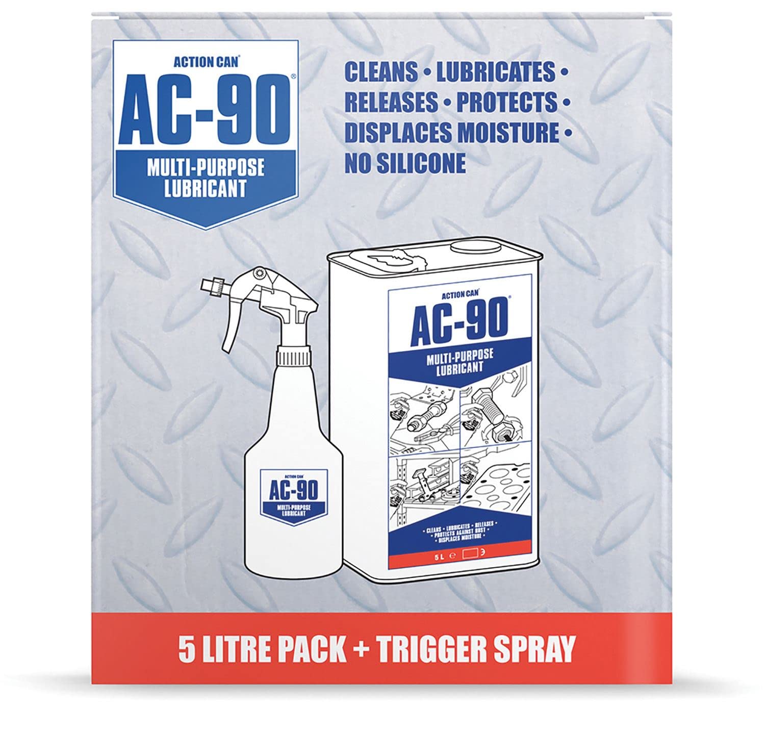 Action Can | Multi Purpose Lubricant AC-90 Multi-Purpose 5ltr Pack & Trigger Spray Bottle, 5 Litre