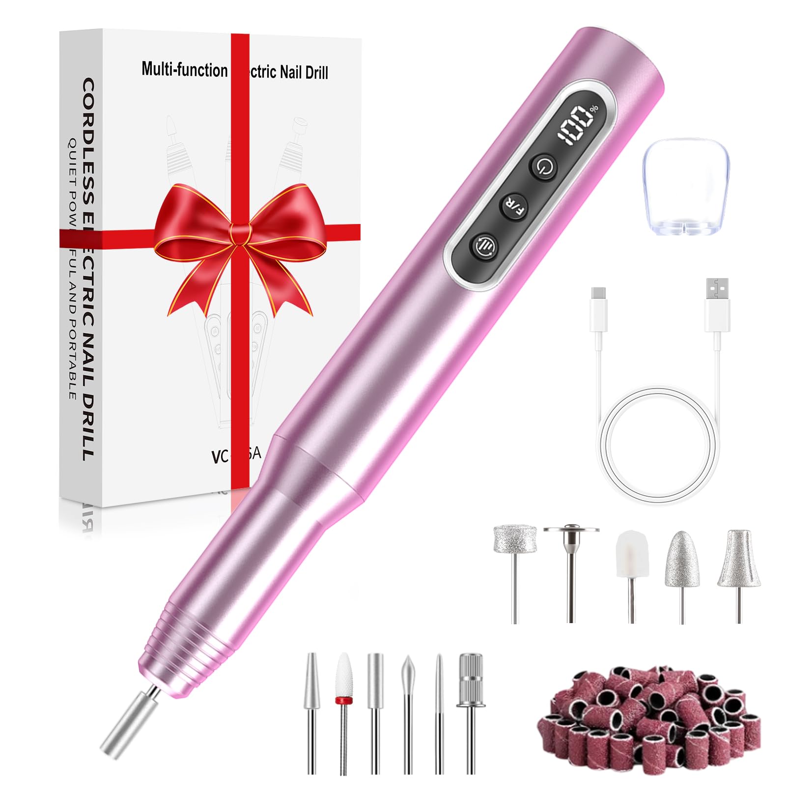 Nagelfräser Kabellose 45.000 U/min - Elektrische Nagelfeile für Gelnägel, 14 IN 1 Professionell Fräser für Nägel & Acrylnägel, 6 Geschwindigkeiten, Akku Rechargeable Maniküre Pediküre Set