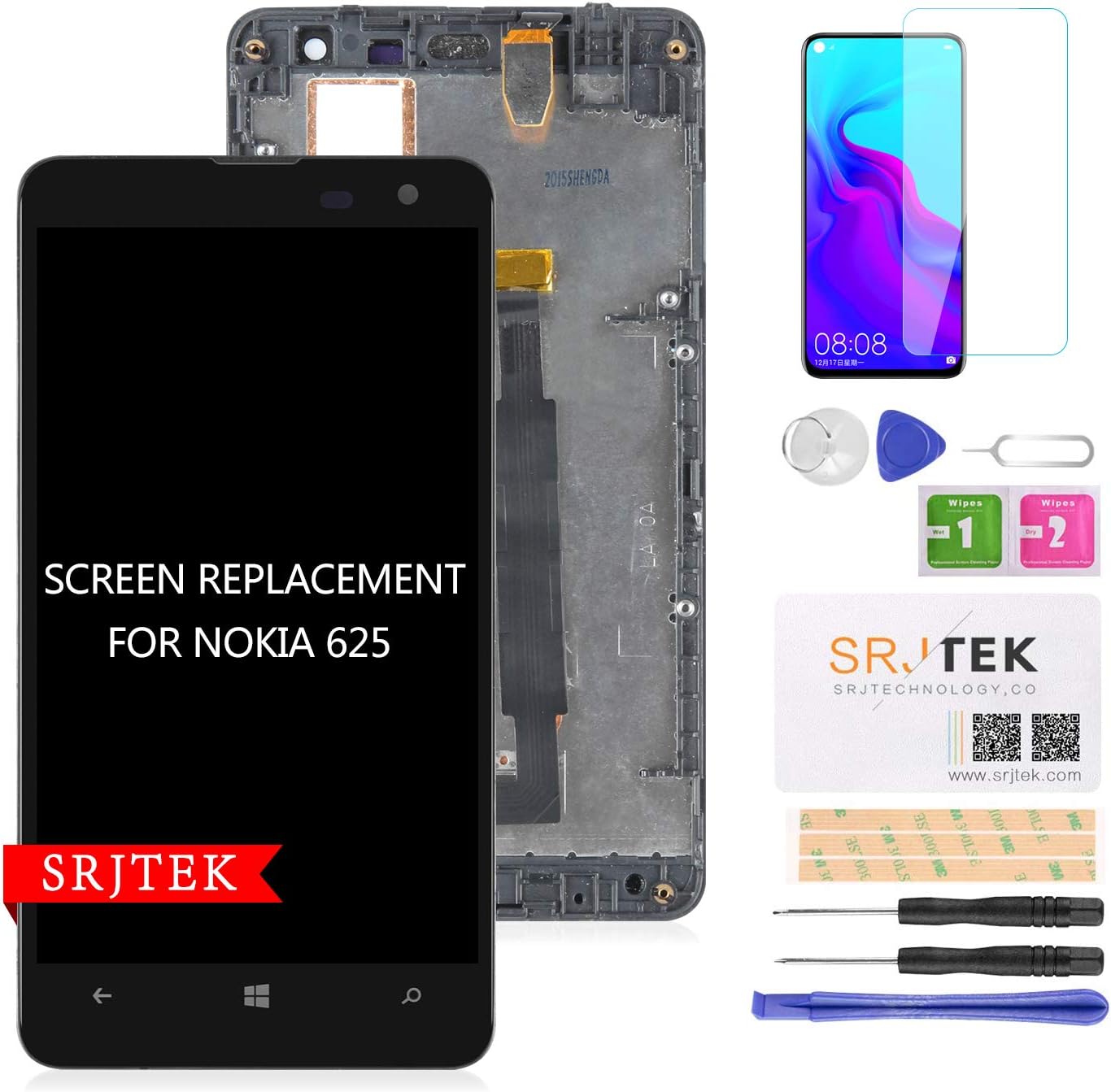 Screen Replacement for Nokia Lumia 625 LCD Display Touch Digitizer Frame Panel Full Assembly Black